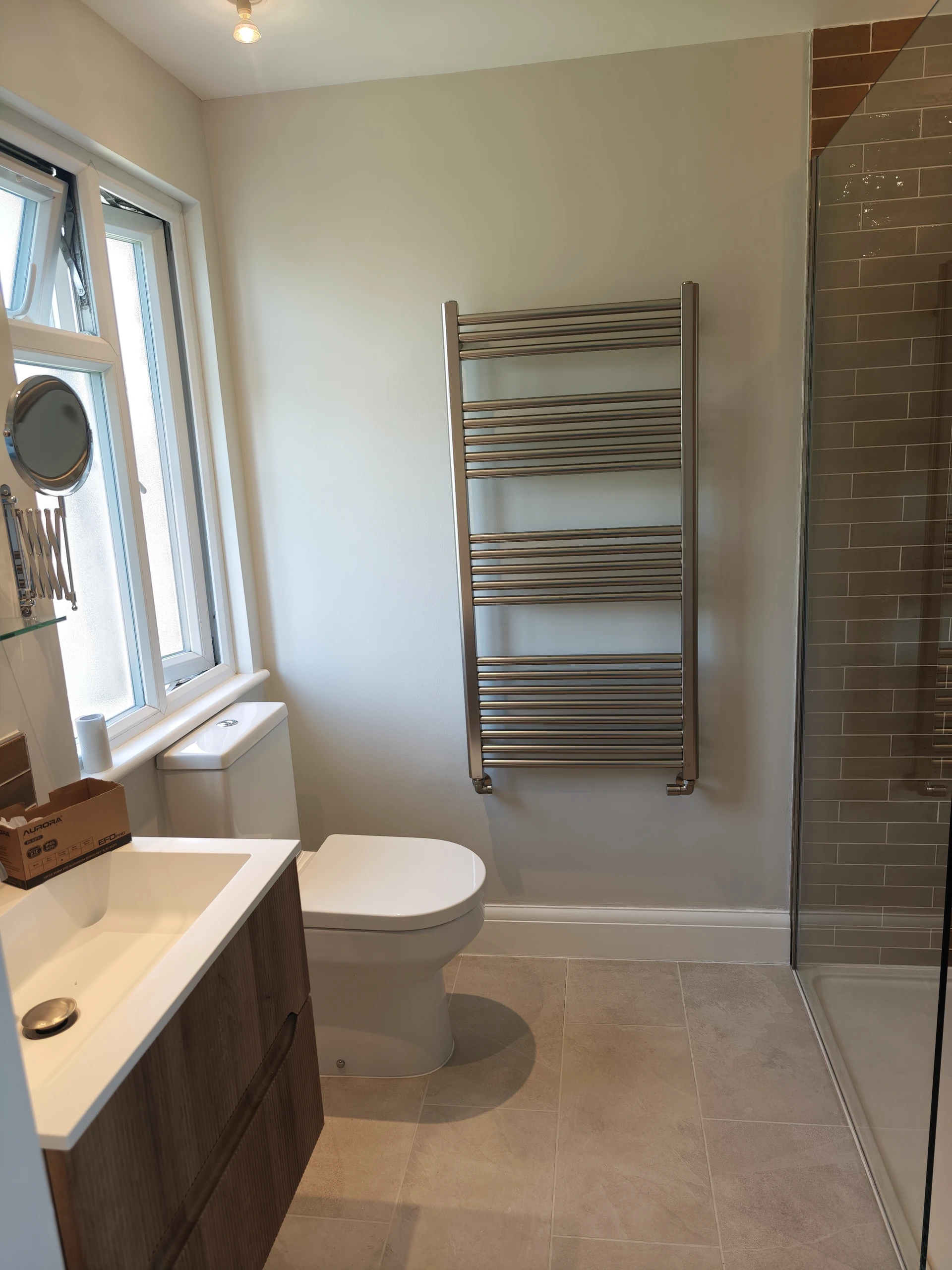London N21 — Finished bathroom and heated towel rail
