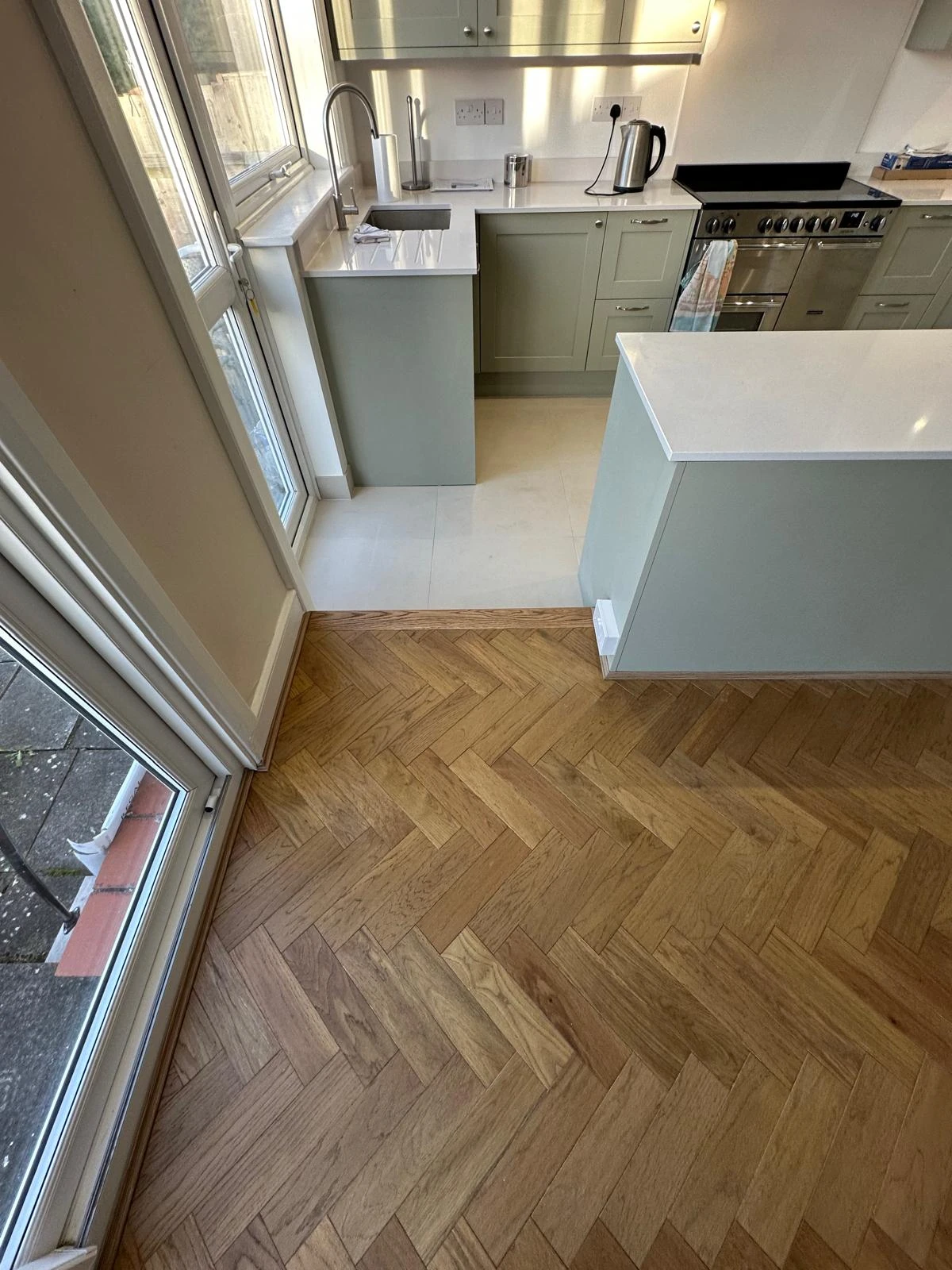 London N11 — Flooring through the kitchen and dining space